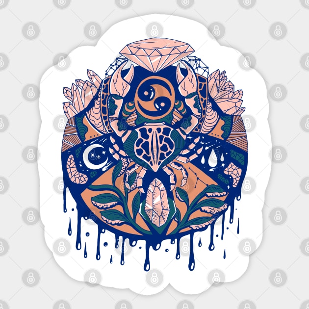 Teal Salmon Mystic Cancer Sticker by kenallouis